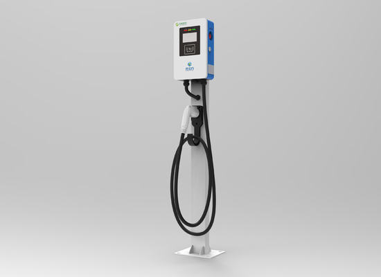 Blanco y azul pila de cargador de EV de 7 kW para estacionamiento de hoteles de oficinas