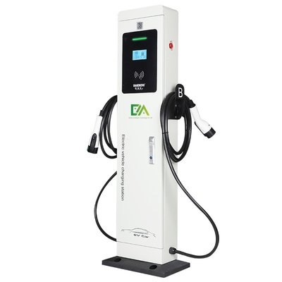 Un buen precio. Tipo de piso / columna Estación de carga rápida de vehículos eléctricos de doble pistola CA / vehículos eléctricos domésticos comerciales en línea
