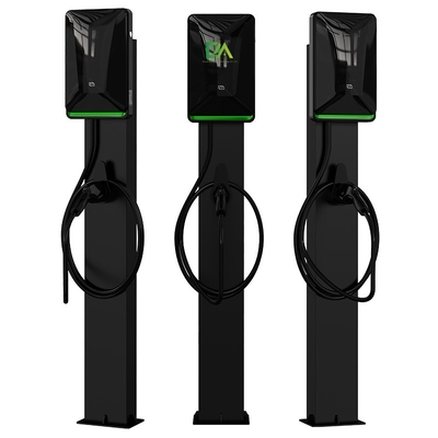 Inicio Comercial Cargador de vehículos eléctricos de columna negra Tipo 2 7kw 11KW 22kw Estación de carga portátil con RFID OCPP
