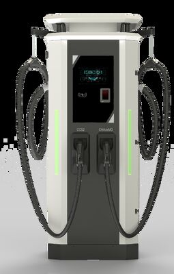 Apariencia de calidad industrial premium, resistente a la intemperie y funcionamiento estable y duraderoCargador EV de doble pistola de 80 kW