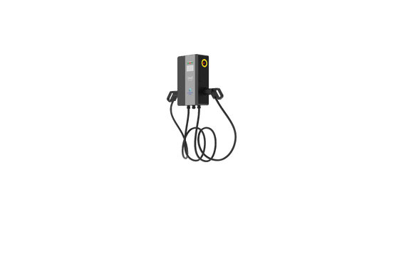 Un buen precio. 14kW cargador de doble pistola de corriente alterna instalado en la pared pantalla táctil a color y pago múltiple, resistente a los rayos UV, ideal para estacionamientos residenciales y comerciales en línea