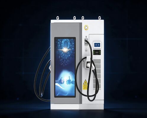 Un buen precio. Publicidad de pantalla grande Estación de carga comercial de corriente continua CLF DC 80 80kW Cargador de EV de corriente continua IP54 Refrigeración por aire OCPP1.6J Soporte de conector múltiple LCD de 55 pulgadas En línea