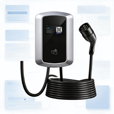Un buen precio. Cargador de VE trifásico J8 Montaje en pared o columna Estación de carga de CA Tipo 2 22kW 32A 380V IP54 Pantalla LCD de 5,64 pulgadas En línea